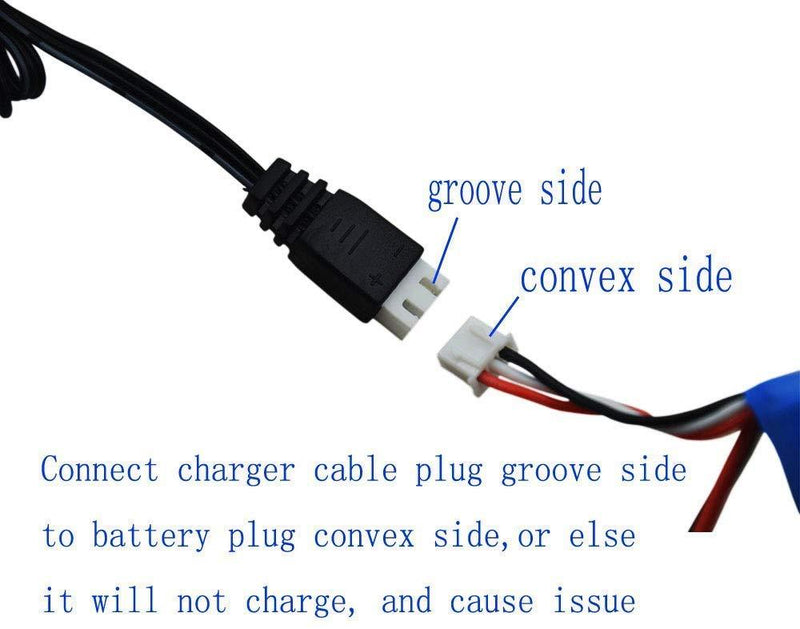 Blomiky 2 Pack 7.4V 1A USB Charger Cable with XH-3P Plug for 7.4V 2S Lipo Battery with XH-3P Connector 7.4V 1A USB XH-3P 2