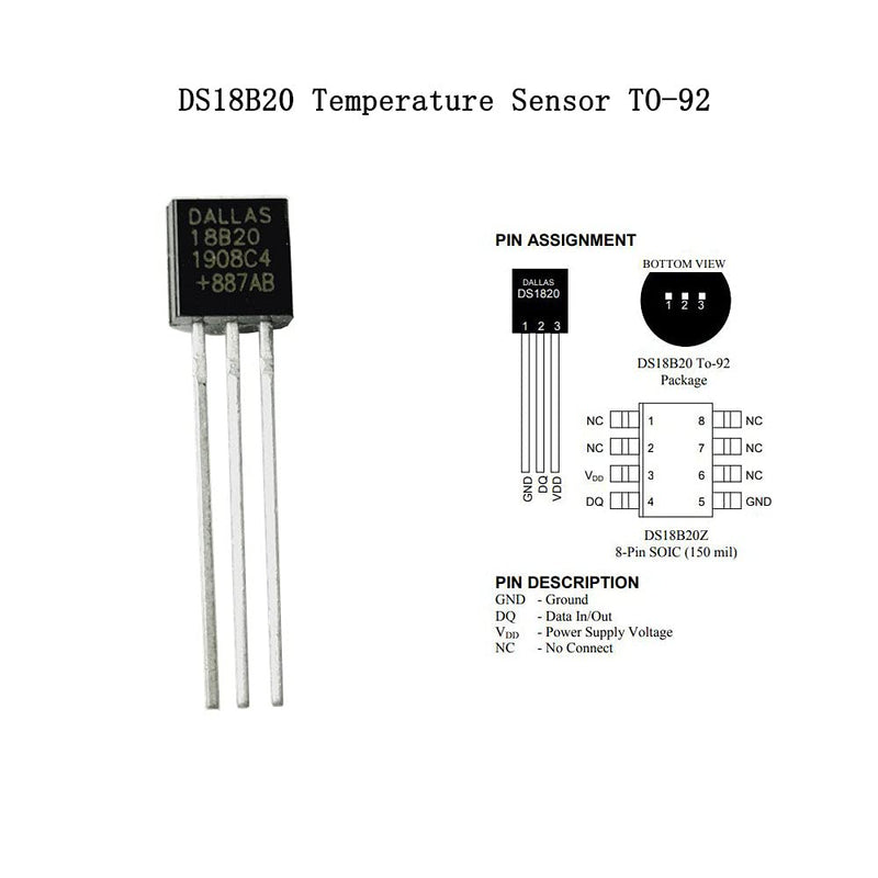 2 Pack DS18B20 Temperature Sensor Module Kit with Waterproof Stainless Steel Probe, TO-92 for Arduino and Raspberry Pi