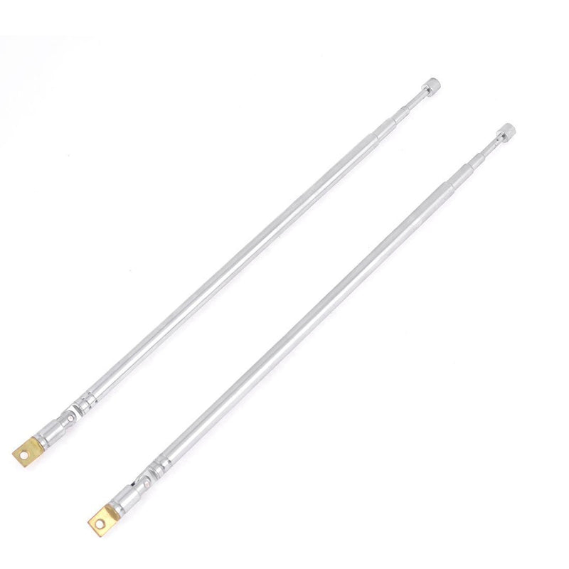 E-outstanding 1 Pair AM FM Radio Universal Antenna, 62.5cm 24.6" Length 4 Section Telescopic Stainless Steel Replacement Antenna Aerial for Radio TV