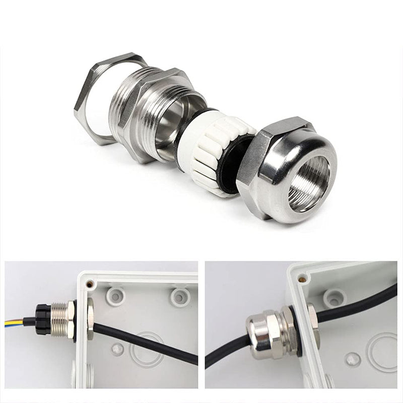 E-outstanding PG11 Metal Cable Gland 5PCS PG11 5-10mm Wire Range Metal IP68 Waterproof Connectors Joint Fastener Locknut Stuffing Cable Gland
