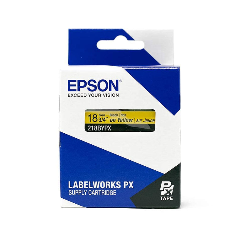 LABELWORKS 218BYPX PET (Polyester) Tape Cartridge - Black on Yellow Industrial Label Maker Tape - 3/4" (18MM) Wide, 30 ft