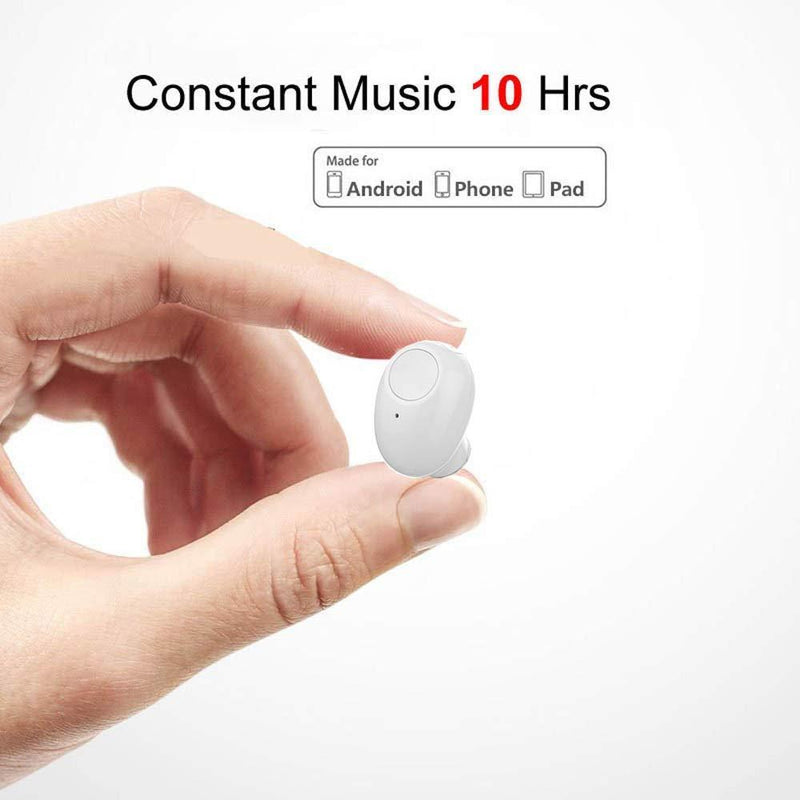 Single Bluetooth Earpiece10 Hrs Playtime,Wireless Headphone, Mini Bluetooth Headset Hands-Free Car Earphone,Cell Phone Bluetooth Earbud for iPhone Samsung Android Phone PC TV Audiobook (White) White