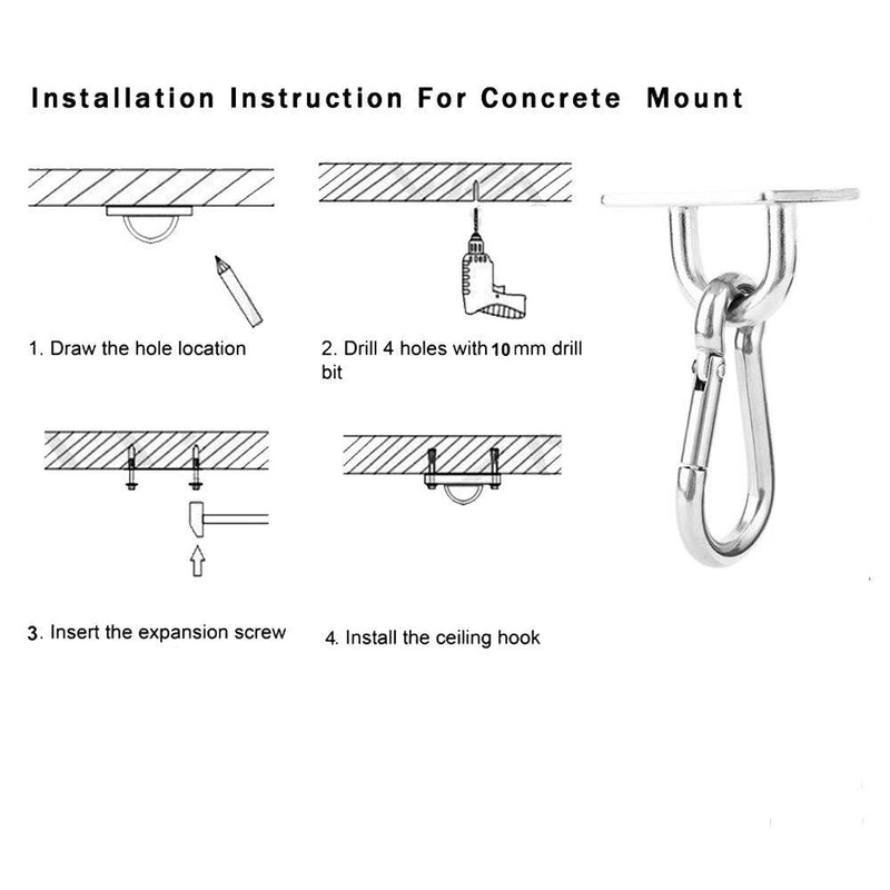 Lind Kitchen 2 Set M8 Ceiling & Wall Mount Hanging Hardware Fitting Set 304 Stainless Steel Heavy Duty Square Pad Eye Plate + Snap Hook for Yoga Hammock Chair Swings Marine Yacht Boat Accessories M8 Square Pad
