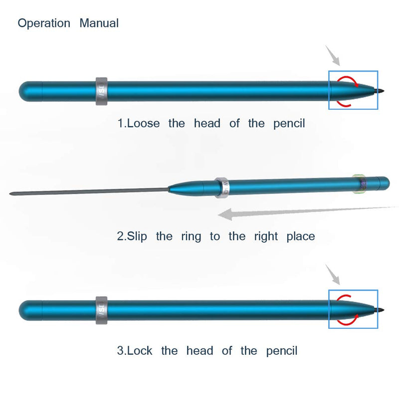 WSD Mechanical Pencil,Magnetic Control Pencil,CNC Machined,Used in Different Colors Pencil Refills, Refills Diameter2.0mm Blue