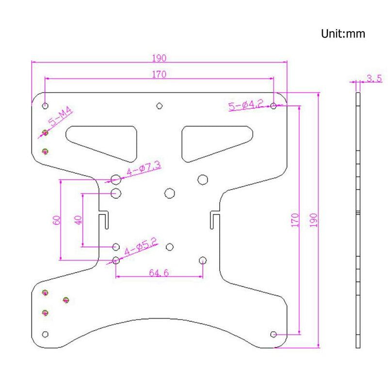 Befenybay Modular Y Carriage Plate Upgrade for 2040V Aluminum Profile for Ender3/Ender3 Pro 3D Printer (190mm) 190mm