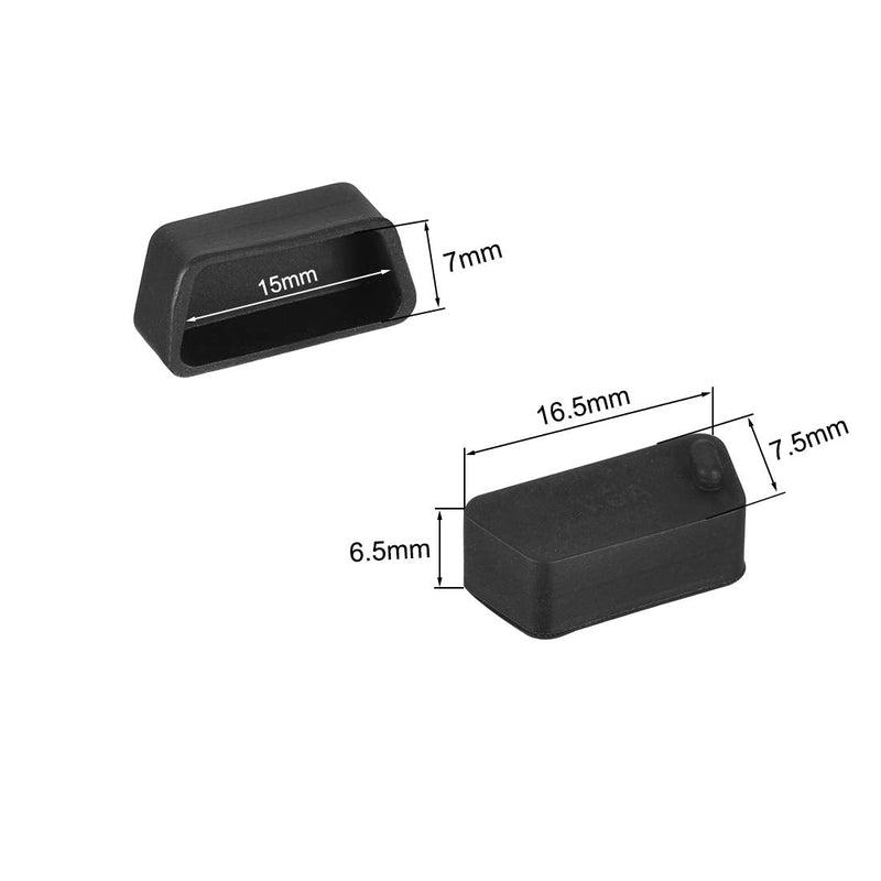 uxcell 5pcs VGA Port Silicone Protectors Cap Cover Anti Dust for DB9, RS232, 15mmx7mm Black