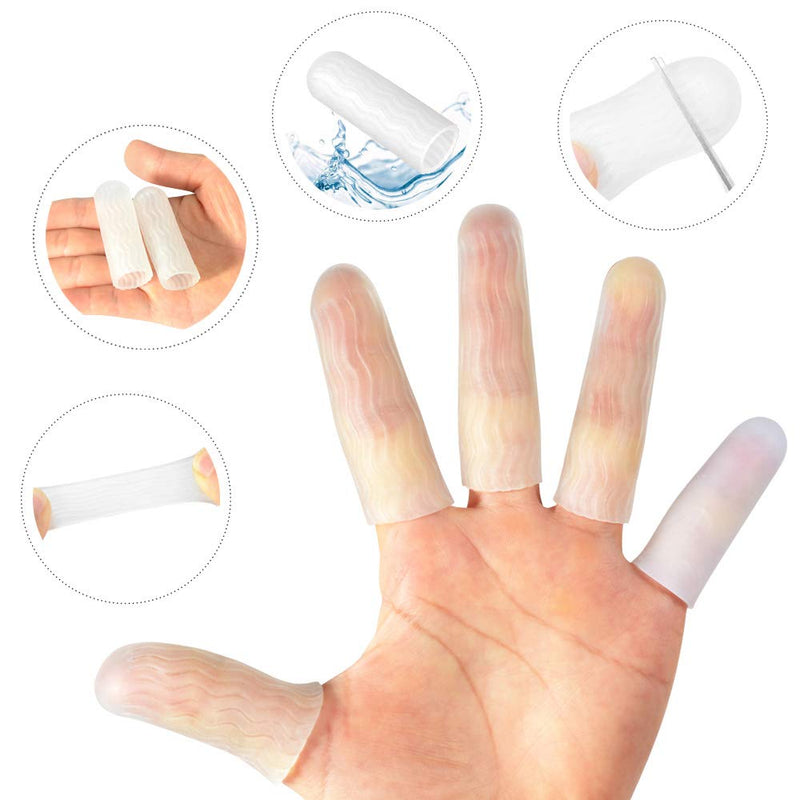 HioIoiH Silicone Finger Protectors for Woman, 10 Pack Gel Finger Cots & Protector,Relief from Pain of Finger Tips Cracked, Arthritis