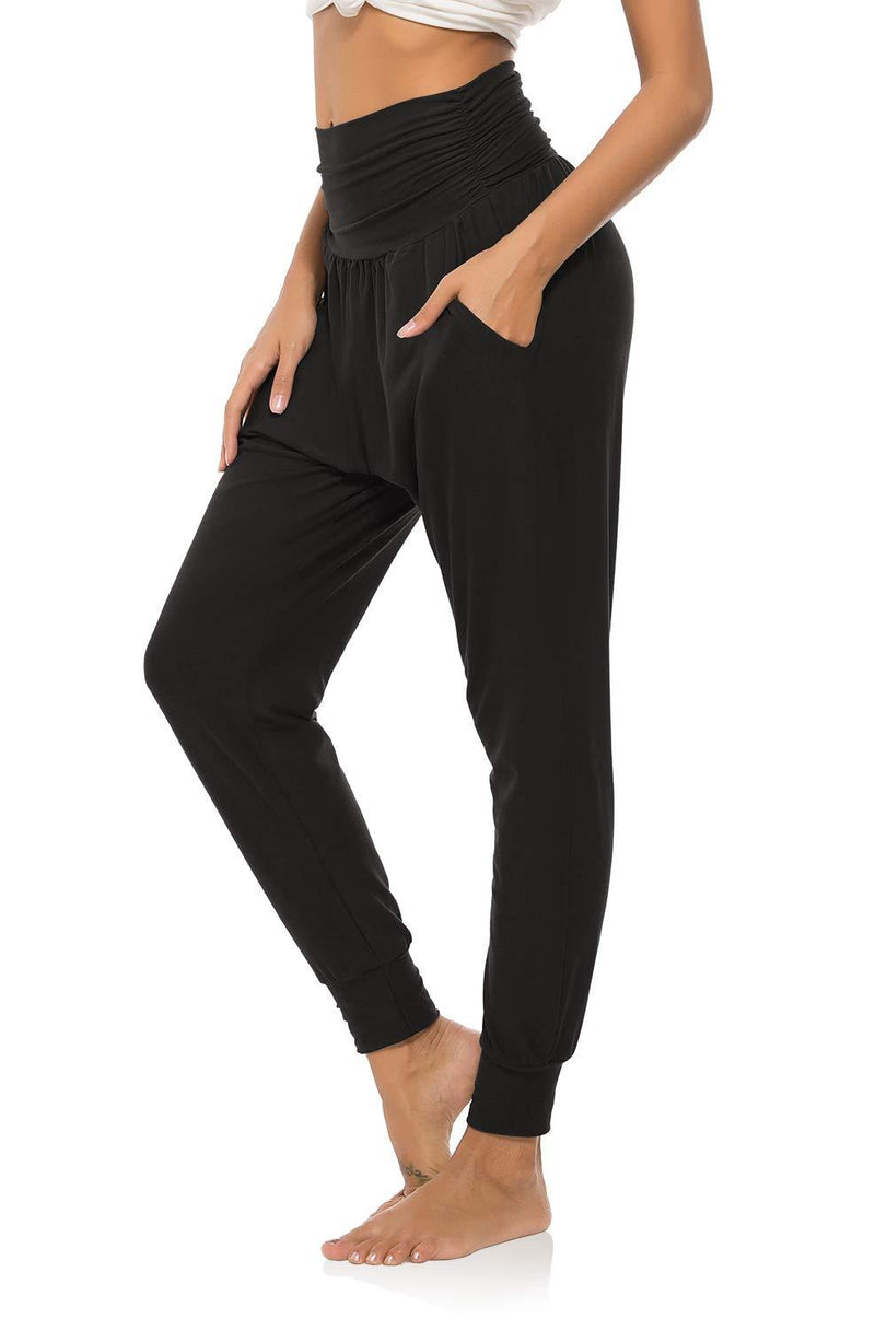 DIBAOLONG Womens Yoga Sweatpants Loose Workout Joggers Pants Comfy Lounge Pants with Pockets Small Black