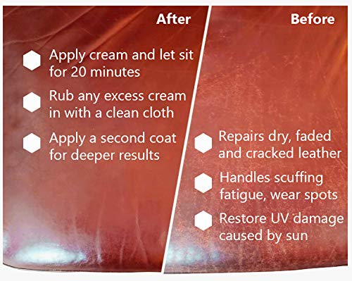 Skidmore's Restoration Cream | Genuine Leather and Wood Restorer, Softener, and Conditioner | 100% Natural Non-Toxic Formula | Kit Will Restore and Repair Dry Leather and Wood Products in The Home 1 Pint