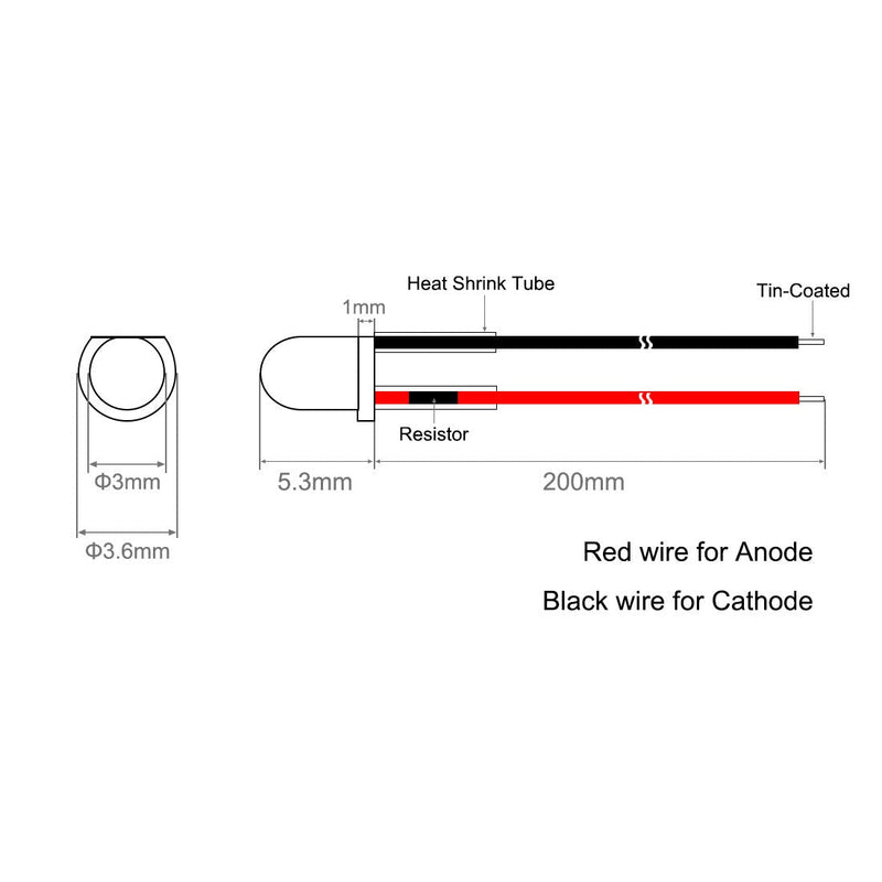 uxcell 15Pcs DC 6V 3mm Pre Wired LED, Flashing Orange Light Round Top Clear Lens, Light Emitting Diodes with Edge