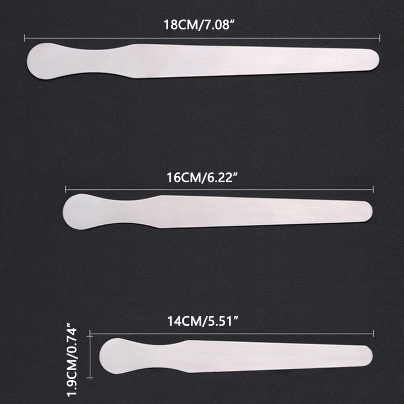 3pcs Stainless Steel Tongue Depressors for Crafts, Beauty Salon, Dental Examination (14cm+16cm+18cm)