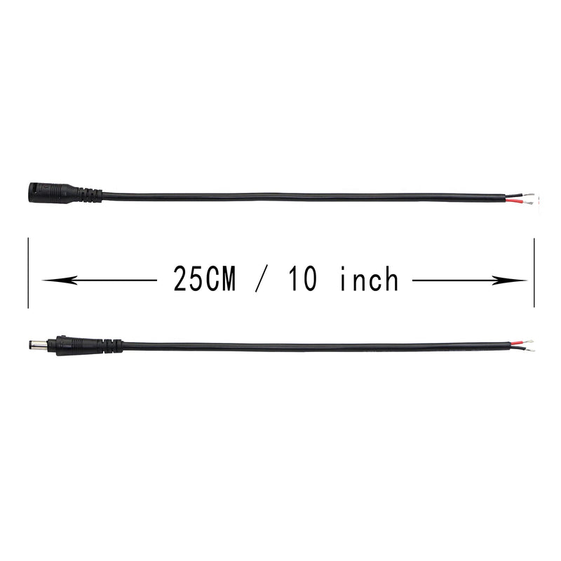 PNGKNYOCN 25cm DC Power Pigtail Cable, 12V 5A 5.5 mm x 2.1 mm Male and Female Barrel Jack with Lock to Prevent Falling 18AWG Cable for CCTV Security Cameras and LED Lighting (2-Pack)