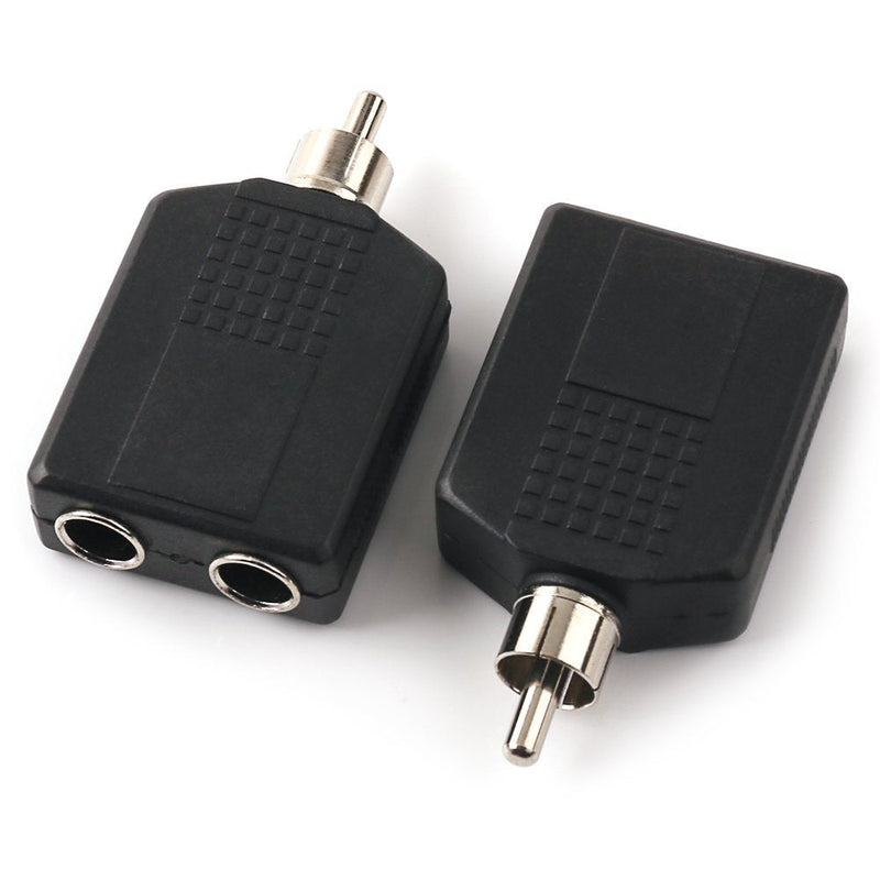 NANYI RCA Male to Two 6.35mm (1/4 Inch) Female Audio Heads, RCA M One-Two 6.35mm F Stereo Interconnect Audio Adapter, 2Pack(RCA M-2x6.35mm F) RCA M-2x6.35mm F