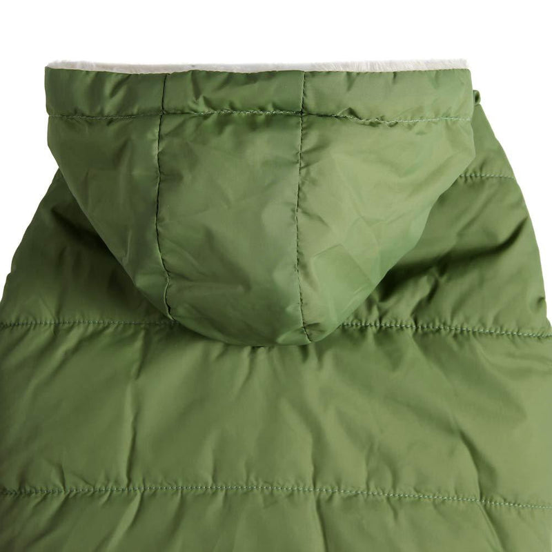 Vecomfy Fleece Lining Extra Warm Dog Hoodie in Winter,Small Dog Jacket Puppy Coats with Hooded Green XS X-Small