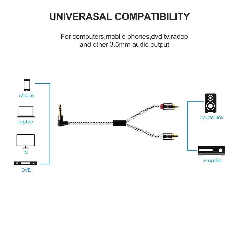 3.5mm to RCA Cable,CableCreation Angle 3.5mm Male to 2RCA Male Auxiliary Stereo Audio Y Splitter Gold-Plated for Smartphones, MP3, Tablets, Speakers,Home Theater,HDTV,1.6ft/0.5m 1.6Ft