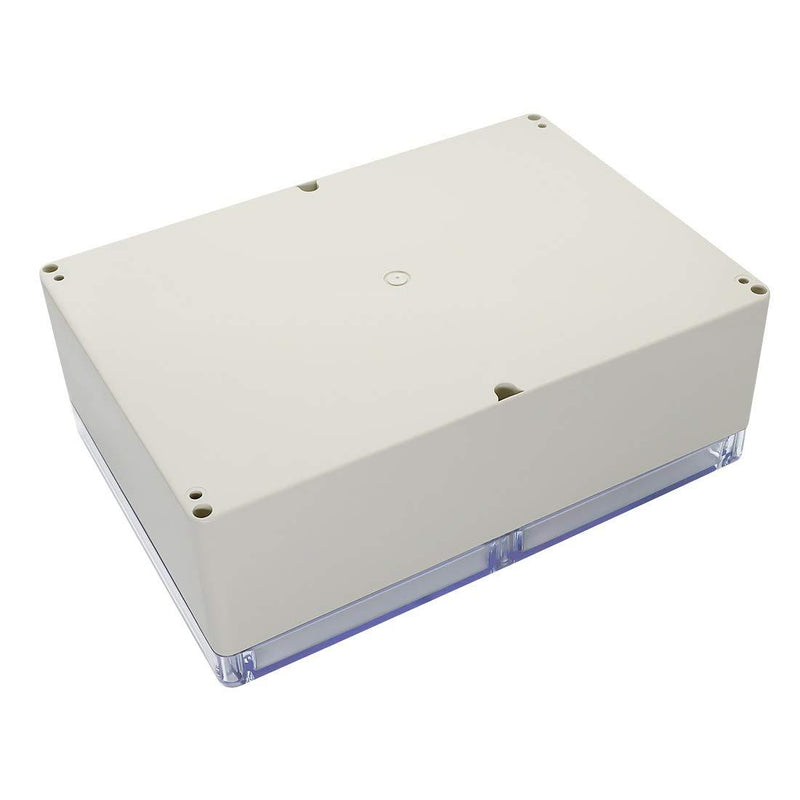 LeMotech ABS Plastic Junction Box Dustproof Waterproof IP65 Electrical Enclosure Box Universal Project Enclosure Grey with PC Transparent Clear Cover 10.4 x 7.2 x 3.7 inch (263 x 182 x 95 mm) 10.4" x 7.2" x 3.7"