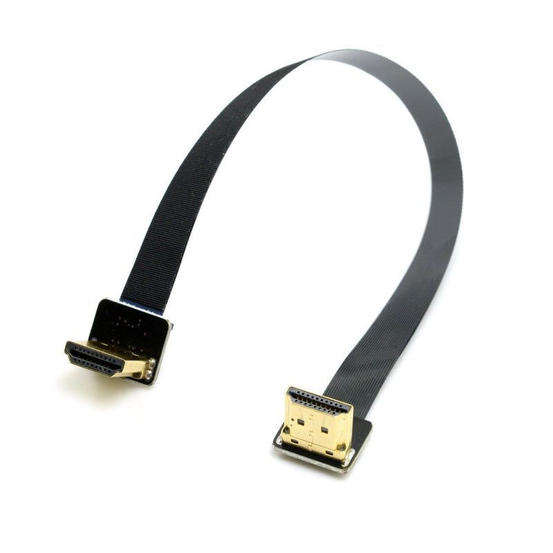 CY FPV Dual Up Angled 90 Degree HDMI Type A Male to Male HDTV FPC Flat Cable 20cm for Multicopter Aerial Photography 0.2m