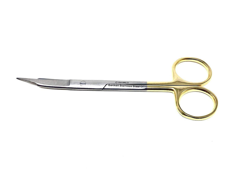 Goldman Fox Scissor 13 cm - Super Cut Sharpness - Premium Quality German Stainless Steel - Gold Handles by Cynamed (Curved Blades) … (Curved Blades)