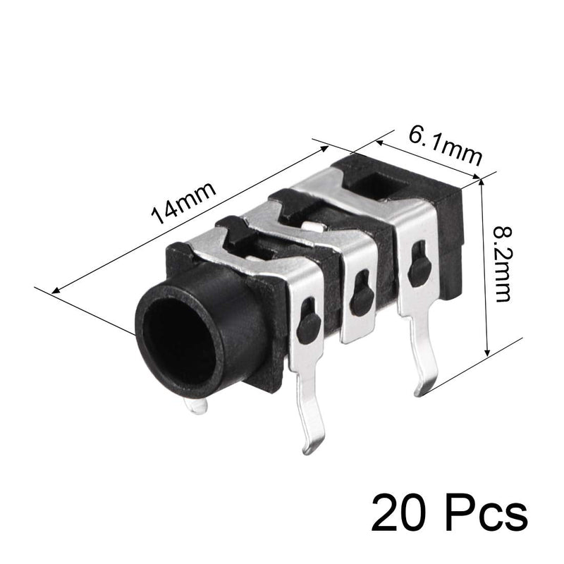 uxcell 3.5 mm Audio Jack Connector PCB Mount Female Socket 5 Pin PJ-313 20pcs