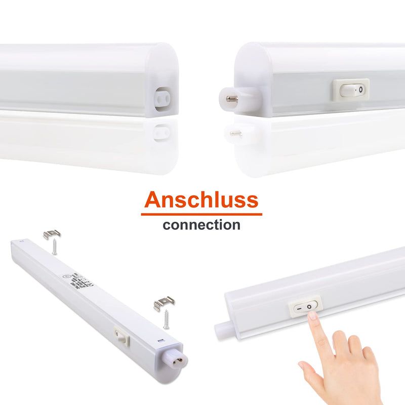 da LIGHT LED under-cabinet light kitchen 5W 31.5cm 450lm 4000k neutral white under-cabinet light strip kitchen lamp cabinet lighting super bright white for kitchen cupboard expandable with plug-in system (2 pieces) 4000k set of 2 31.5cm