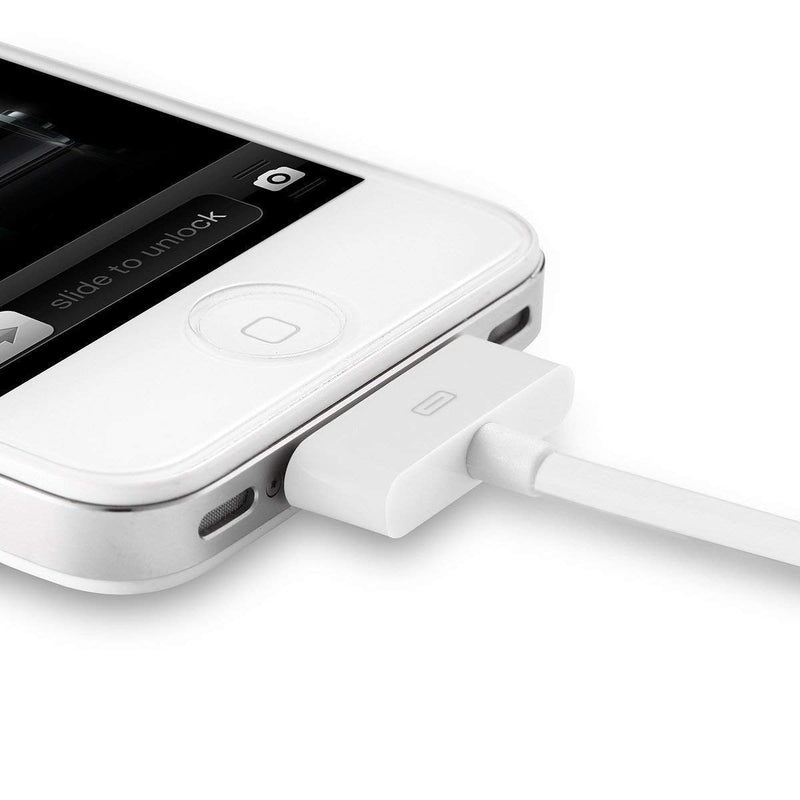 ESK (TM) Certified 6 Feet 30 Pin USB Charging Cable with 5W USB Power Adapter for for iPhone 4/4s, iPhone 3G/3GS, iPad 1/2/3, iPod touch 1/2/3/4 (2 Pack) White