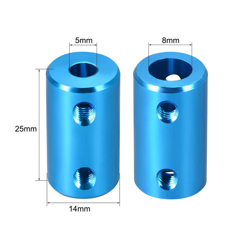 uxcell 5mm to 8mm Bore Rigid Coupling Set Screw L25XD14 Aluminum Alloy,Shaft Coupler Connector,Motor Accessories,Blue