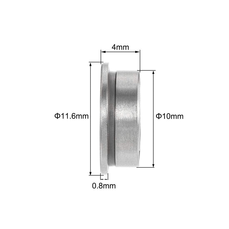 uxcell MF105-2RS Flanged Ball Bearing 5x10x4mm Double Sealed Chrome Steel Bearing 2pcs