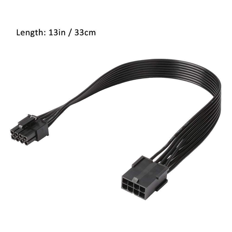 J&D 8 Pin PCI Express Power Extension Cable (2 Pack), Durable PCIe Power Extension Cable, 12 inch Black - 2 Packs