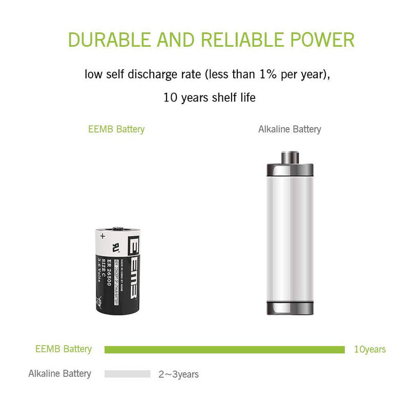 EEMB 3.6V C Size ER26500 Lithium Battery 9000 mAh UL Certified Li-SOCL₂ Batteries for Electric Door Sensor- Single Use 1