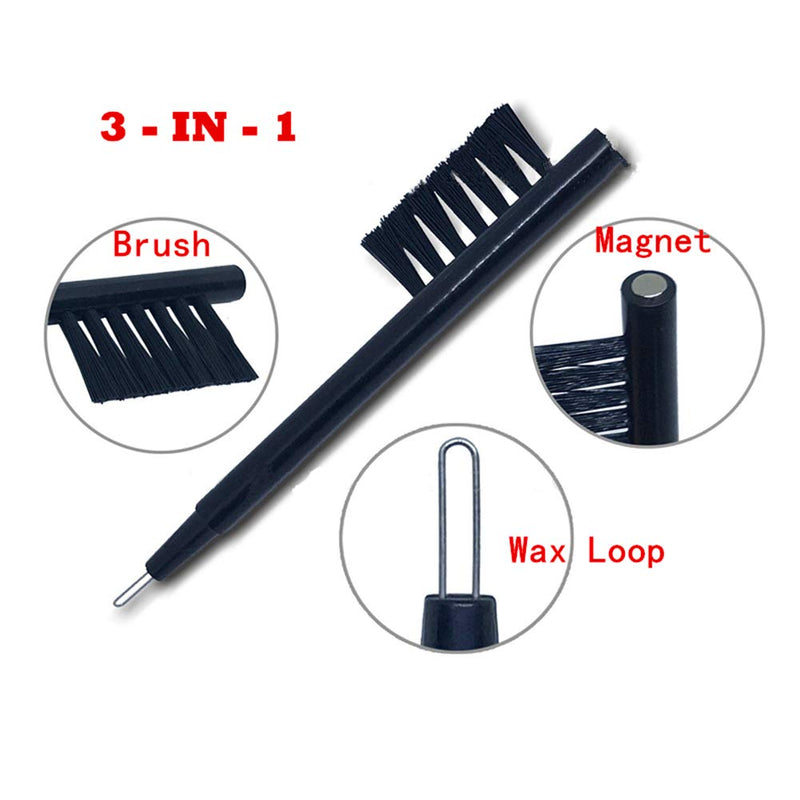 3 in 1 Hearing Aid Cleaning Magnet Brush Universal Cleaning with Wax Loop and Battery Magnet Insert Tool(6 PCS)