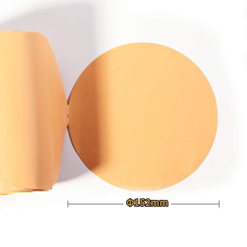 SPEEDWOX 100 Pcs Sanding Paper Discs Roll Pressure Sensitive Adhesive Discs 600 Grit 6 Inches C-Weight Sandpaper Aluminium Oxide Golden Yellow Sticky Backing Anti-Loading Coating