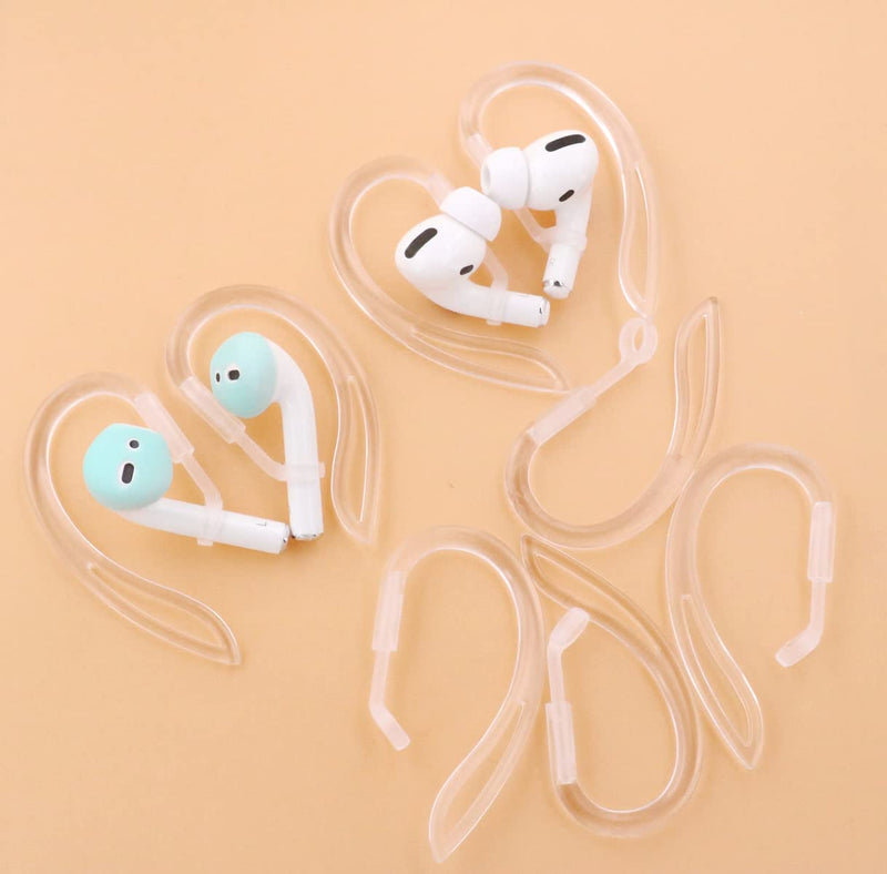 3 Pairs Ear Hooks Compatible with AirPods 3 2 1 and Pro, 360Â° Rotation Adjustable Length Anti-Slip Anti-Lost Sport Outdoor Earhooks Wing Tips Holder for AirPod Pro and 1 2 3 - Translucent
