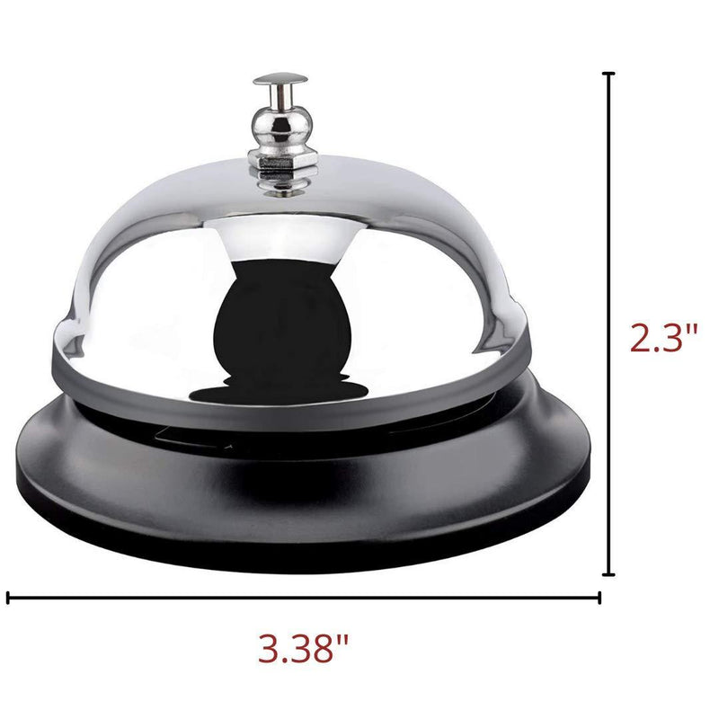 1InTheOffice Call Bell, Service Bell for Desk, 3/8" Diameter Desk Call Bell, Chrome Finish Black Base Desk Bell, (2 Pack)