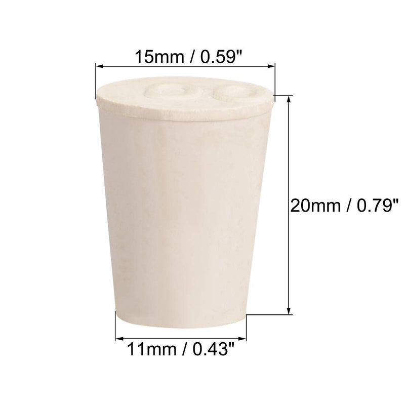 uxcell White Tapered Shaped Solid Rubber Stopper for Lab Tube Stopper Size 00 15Pcs 11x15x20mm