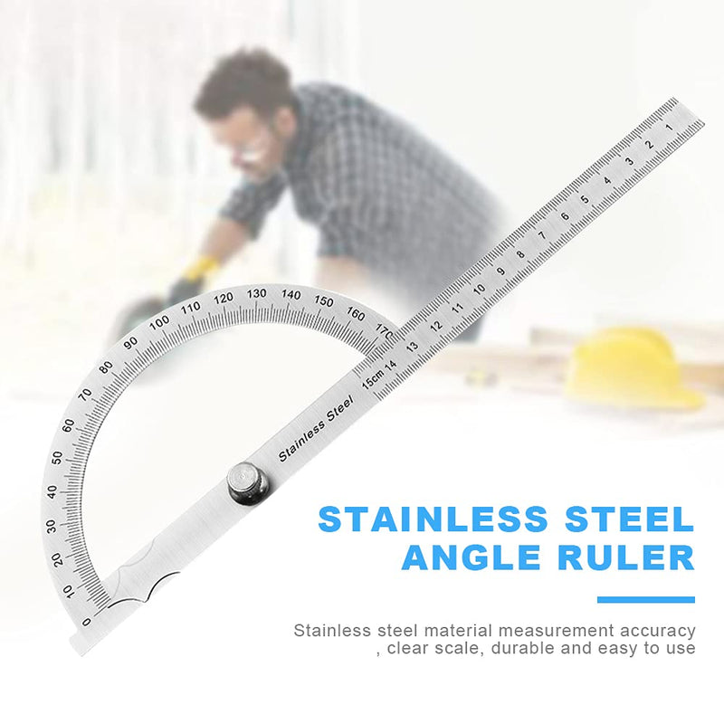 FEMONGY Protractor, Metal Protractor 0-180° Stainless Steel Goniometer with Locking Screw, Universal Protractor with Scale Ruler for School Carpenter DIY Painting Drawing Marking (150mm) 150mm