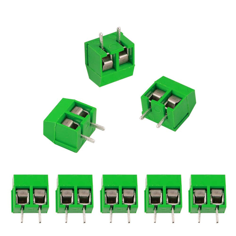 QitinDasen 80pcs Premium 2 Pin PCB Mount Screw Terminal Block Set, 5.08 mm Pitch Circuit Board Screw Terminal Block Connector (Green, 10A/300V)