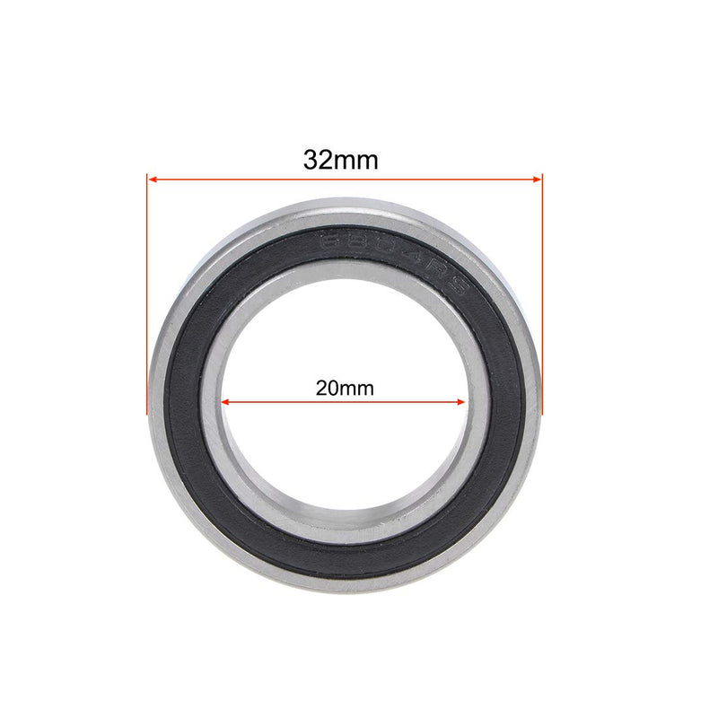uxcell 6804-2RS Deep Groove Ball Bearings 20mm x 32mm x 7mm Double Sealed Chrome Steel P6(ABEC3) 5pcs