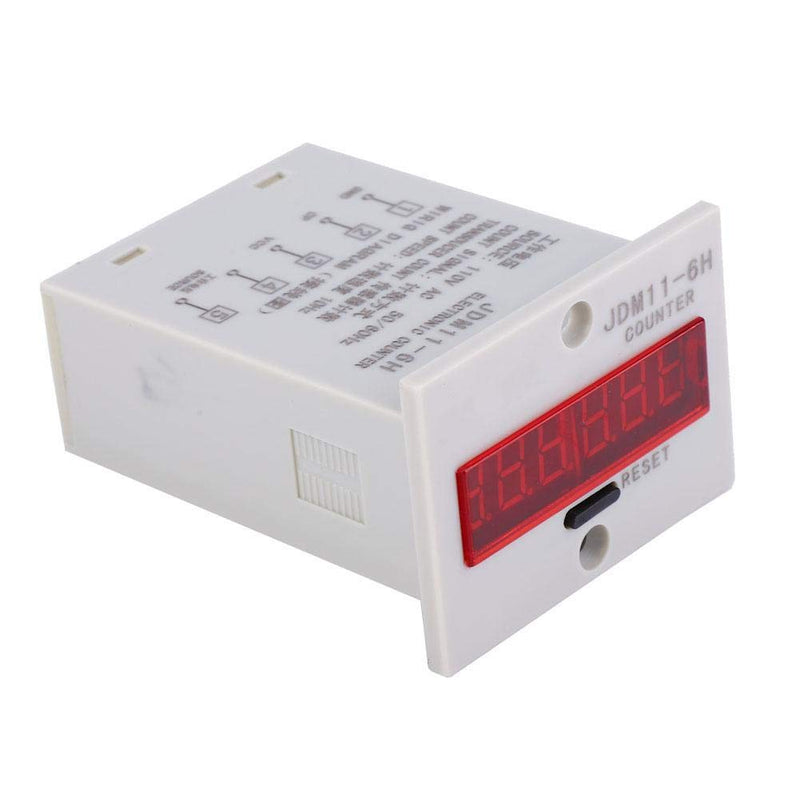 JDM11-6H Electronic Counter 6 Digits LED Digital Display Counter Relay Transducer Count Accumulating Counter (AC110V)