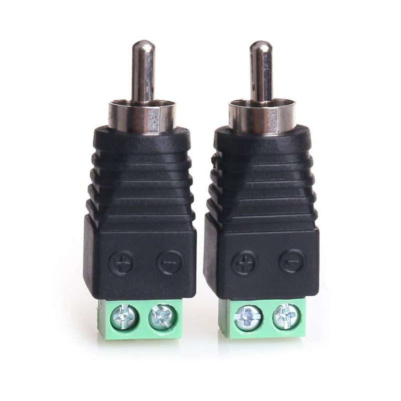 MOBOREST RCA Cable Audio Adapter, Phono RCA Male Plug to AV Screw Terminal Audio/Video Speaker Wire connectors Solderless Adapter(RCA Male-2pack) Solder free RCA Male-2pack