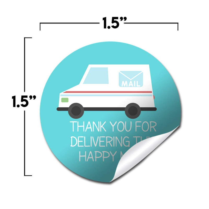 Happy Mail Themed Thank You Postal Worker Appreciation Sticker Labels for Small Businesses, 60 1.5" Circle Stickers by AmandaCreation, Great for Envelopes, Postcards, Direct Mail, More!