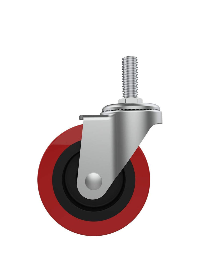 12 Pack Creeper Wheels 2.5 Inch Heavy Duty Swivel Caster Wheel Creeper Service Cart Stool Post Mount, M10 (Around 3/8") x 1" Metric Threaded Stem Casters Wheels Replacement M10x25-12pcs