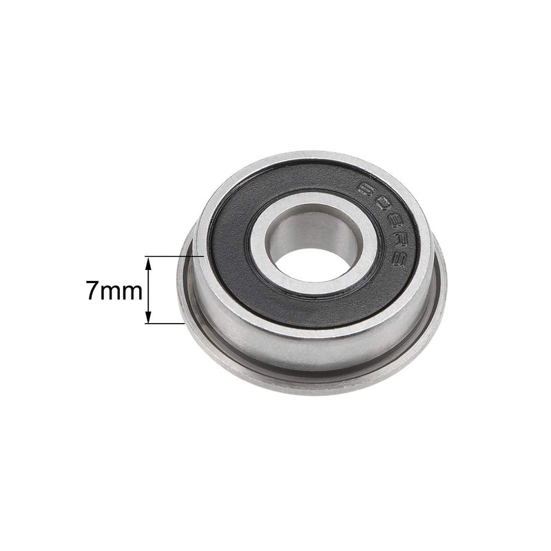 uxcell F608-2RS Flange Ball Bearing 8x22x7mm Sealed Chrome Bearings 2pcs