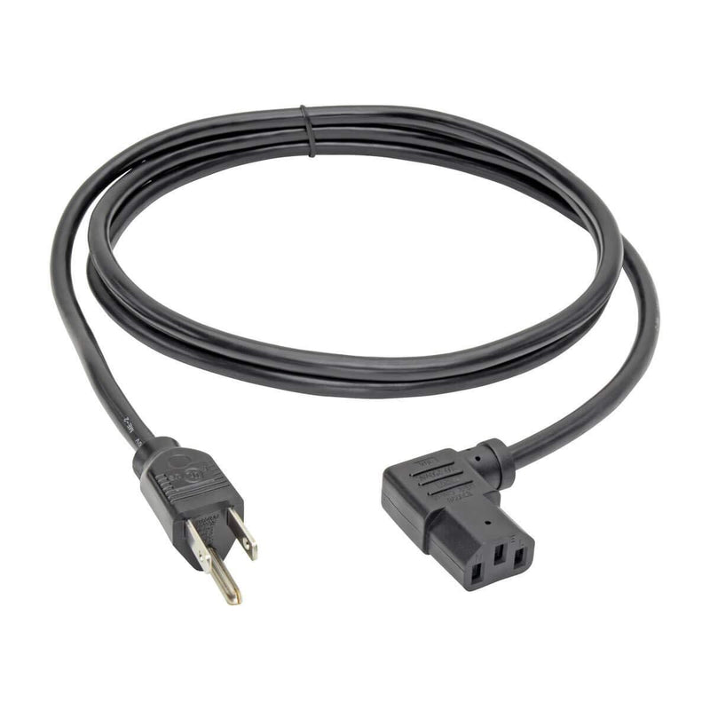Tripp Lite Standard Computer Power Cord 10A,18AWG (NEMA 5-15P to Left Angle IEC-320-C13) 6-ft.(P006-006-13LA),Black 6 ft. Left Angle