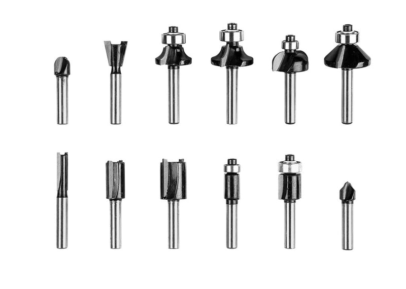 Milling cutter set 12 pieces VERTO with 6 mm shaft | Router set (for wood, groove cutters, accessories for routers) | Sintered carbide wood cutter | Shank router set | Milling tool set for woodworking