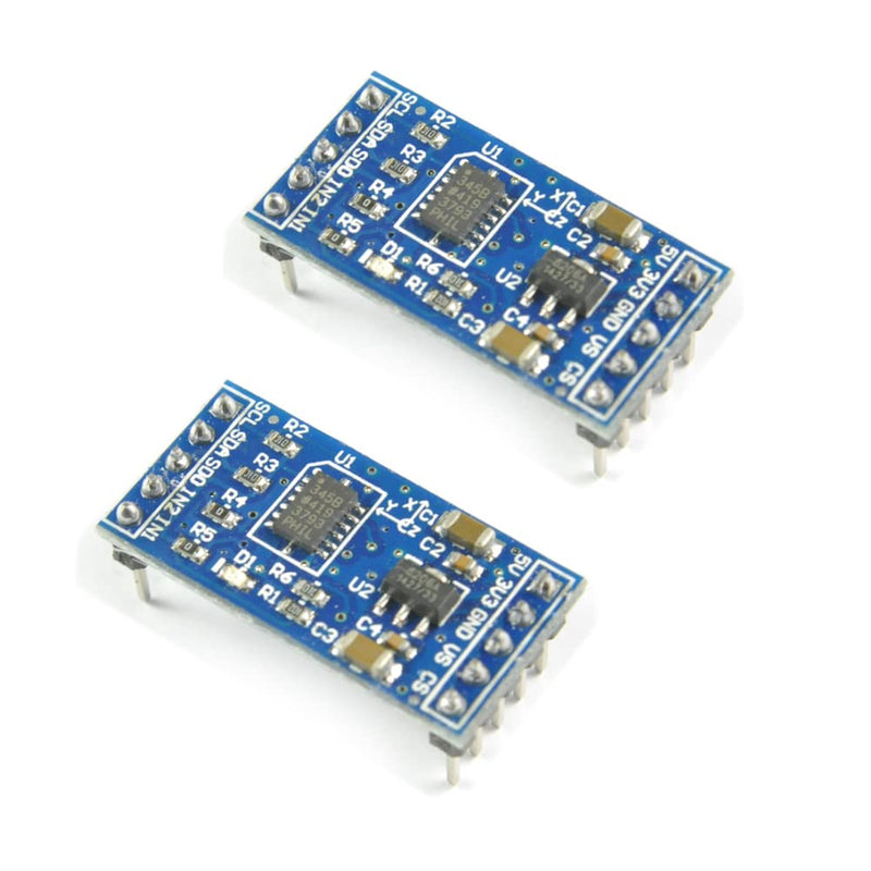 Wishiot ADXL345 Digital Accelerometer Module IIC/SPI 3-Axis Inclination Tilt Sensor with 10Pin Female to Female/Female to Male Dupont Cable for Arduino Raspberry Pi (Pack of 2)