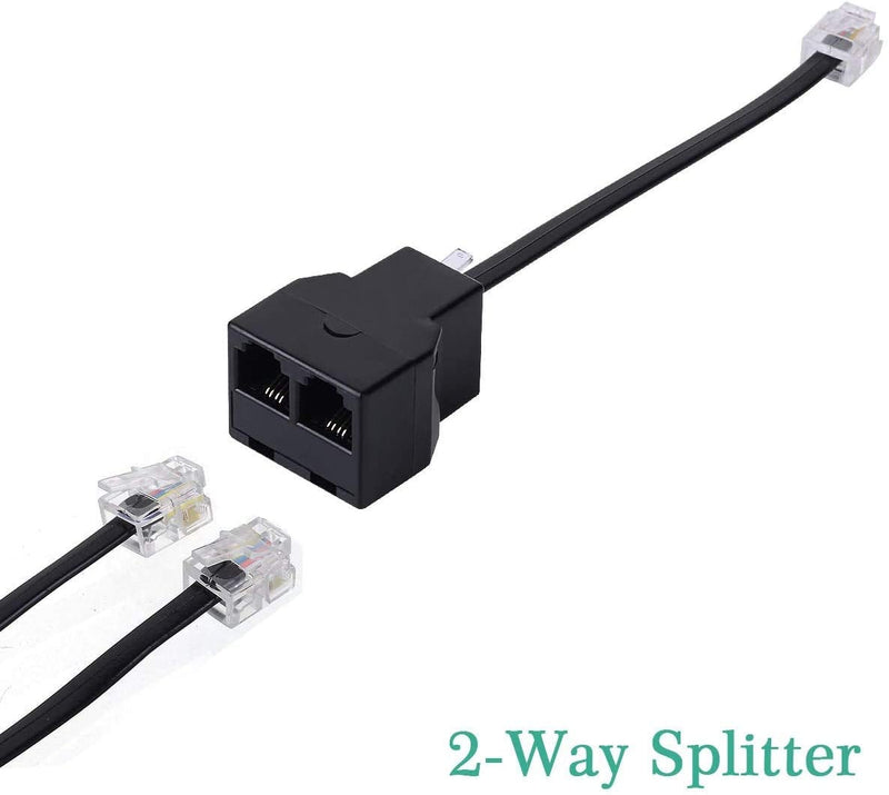 Phone Line Splitter,SHONCO Telephone Splitter,Phone Adapter Cable,with RJ11 6P4C Plugs,Suitable for Telephone,Fax Machine,Black 1