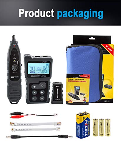 NOYAFA Advanced Network Cable Tester With PoE& NCV & Lamp For CAT5e/CAT6/CAT6a, Multifunction Wire Tracker Cable Tester For Tracker Underground Telephone Line Finder Home Repair