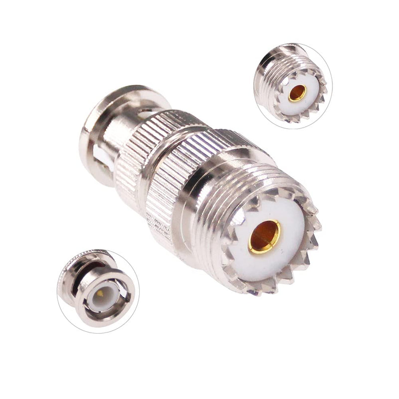 RFaha 2pcs BNC Male to UHF Female SO-239 SO239 RF Coax Adapter BNC to UHF Coaxial Connector Adapter(F37-2)