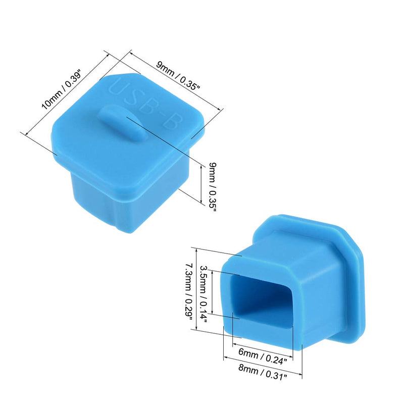 uxcell 10pcs Silicone USB B Port Protectors Anti-Dust Stopper Cap Cover, Blue