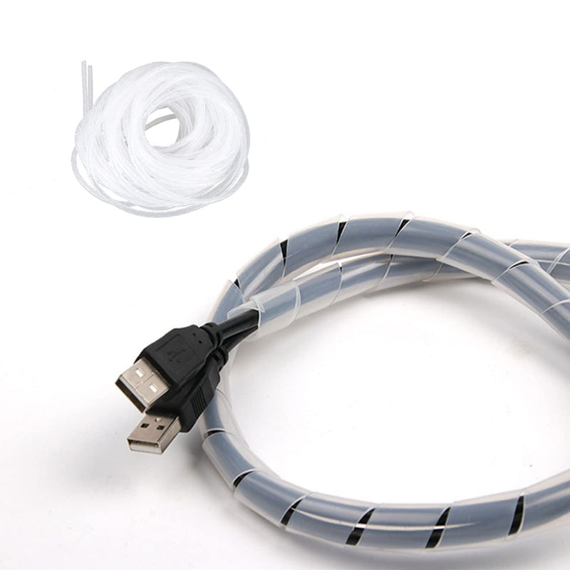 Spiral Cable Wrap - 45 Ft 1/4" Spiral Wire Wrap Cord Covers Bundle Sleeve Hose for Computer Electrical Wire Organizer-White (1/4 Inch-45Ft) 1/4 Inch-45Ft White